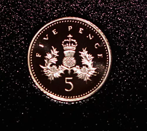 1996 Royal Mint Decimal Anniversary Silver Proof Five Pence Coin