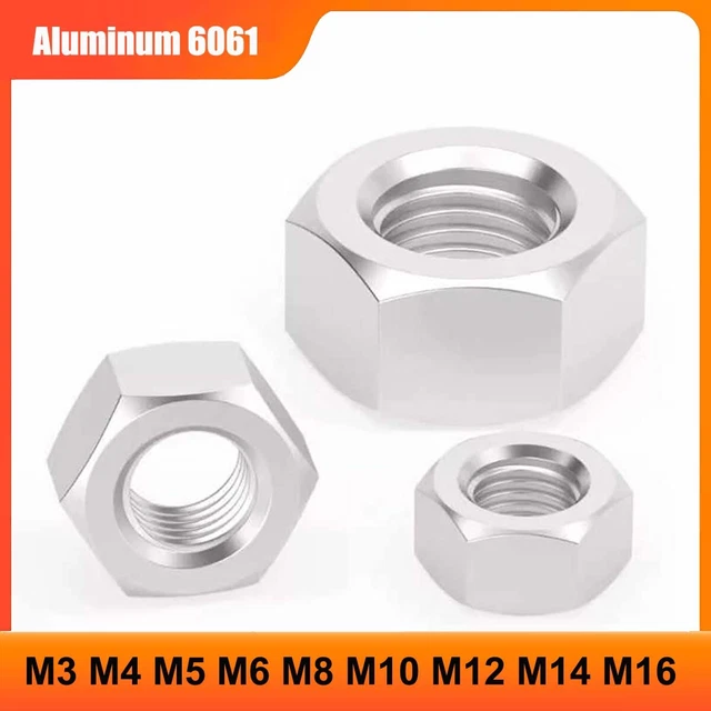Dadi Esagonali In Alluminio 6061 DIN934 – Da M3 A M16, Varie Misure