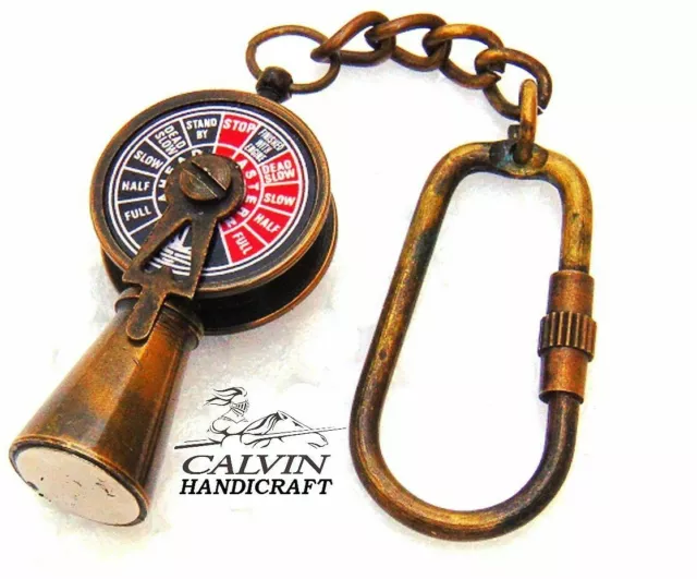 Antique Nautical Vintage Key Chain Brass Antique Solid Brass Telegraph Key Ring