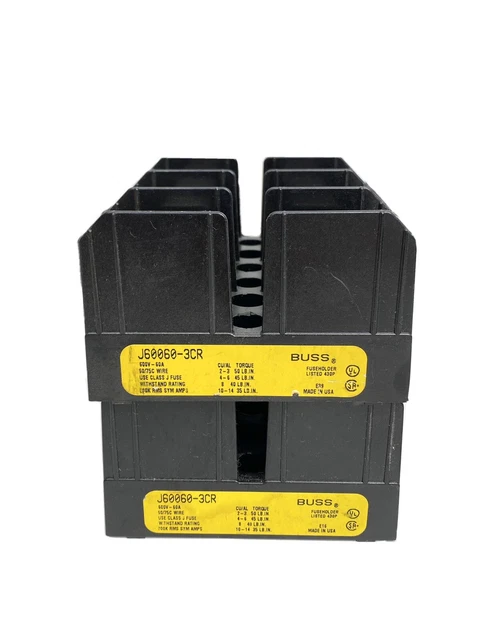 Buss J60060-3CR Porte-Fusible 600V 60A Utiliser Avec Classe J Fusible (Lot De 2)