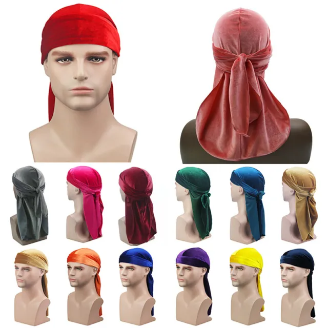 Samt Durag Seidig Hut Kappe Herren Damen Premium Designer Doo Rag Welle Mütze 🔥