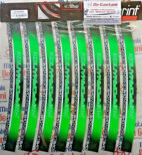Adesivi Cerchi Cerchioni Moto Scooter Performance Design Verde Fluo Print Dcwr6P