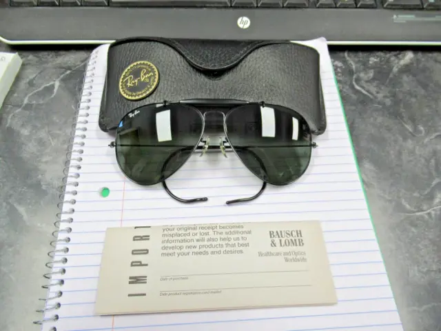 NOS B&L Ray Ban USA L9500 Outdoorsman 62mm Black Chrome Aviator Sunglasses &Case