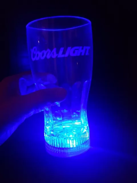 COORS LIGHT PLASTIC CUP glass FLASHING LIGHTS vintage NEW/OLD STOCK 7"TALL RARE