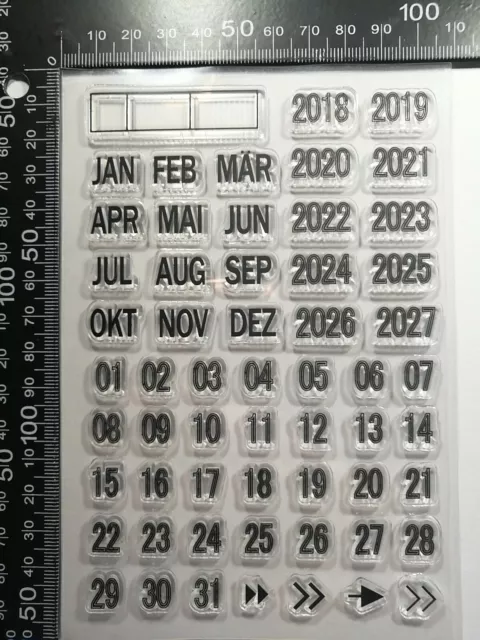 58 Clear Stamps Calander Year Dates Months Cardmaking Scrapbook Diary Journal