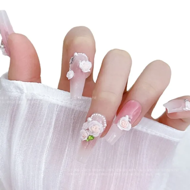 3d Flower Nail Art Decorations Flower Nail Charms With Pearl Nail Gems  Crystals
