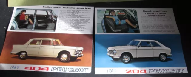 Peugeot Lot 2 Depliants Publicitaires 404 Et 204