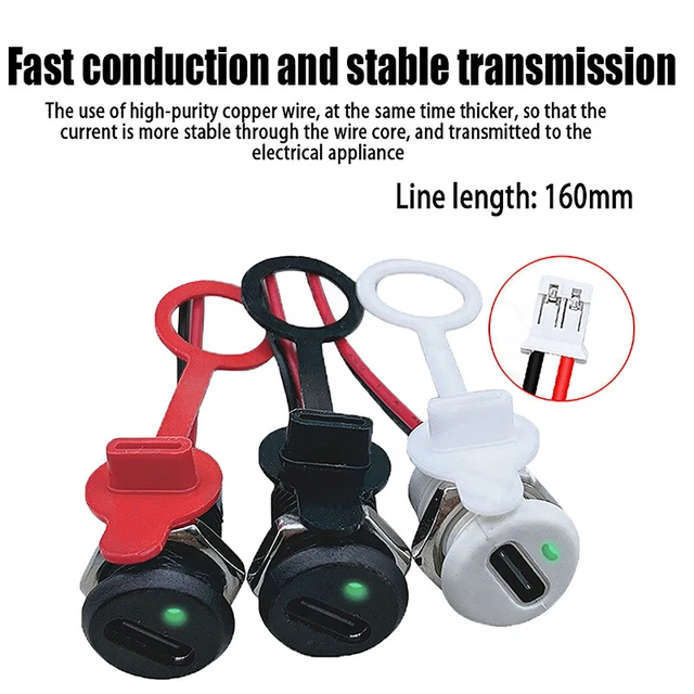 USB-C 2PIN HIGH Current Charging Socket With PH2.0 Nut Lock Plate ...