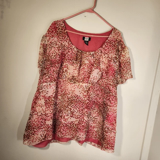 Studio 1940 Pink with polka dots short sleeve Women's top blouse Size 30/32
