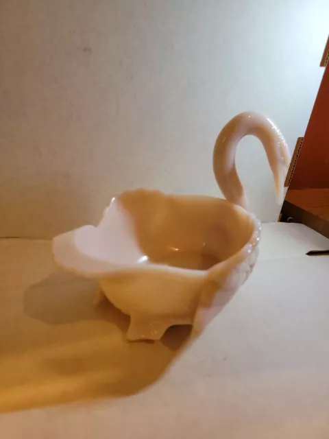 Vintage Cambridge Crown Tuscan Pink Glass Swan 8.25" Breast to Tail