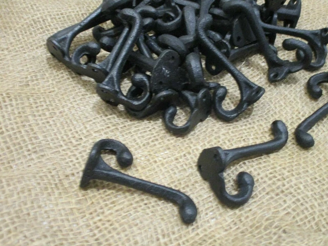 15 Cast Iron BLACK School Style Coat Hooks Hat Hook Hall Tree Restoration 3 1/4 2