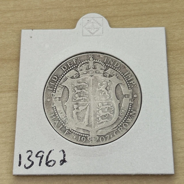 1907 Silver Halfcrown Coin, King Edward Vii. Half Crown. 2/6- (13962)