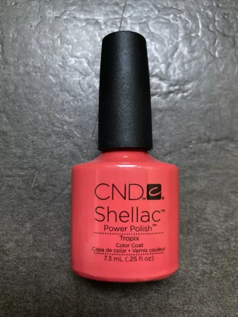 Genuine CND Shellac Gel UV LED Nail Polish, Tropix, Red Orange, Over 1/2 Full