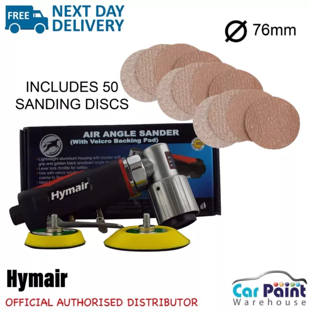 HYMAIR Professional Sander 75mm Pneumatic air With + 50 Sanding DA Discs KIT