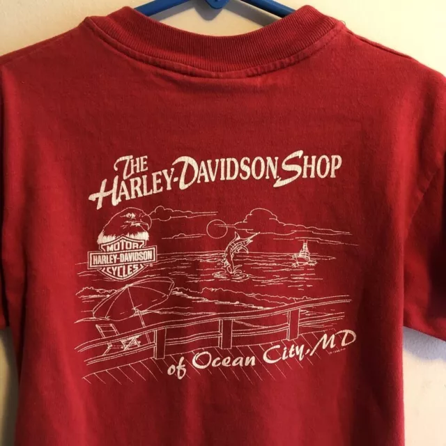 Vintage 1990 Harley Davidson Harley Kids Rule Shirt Ocean City MD Size S (5-8)