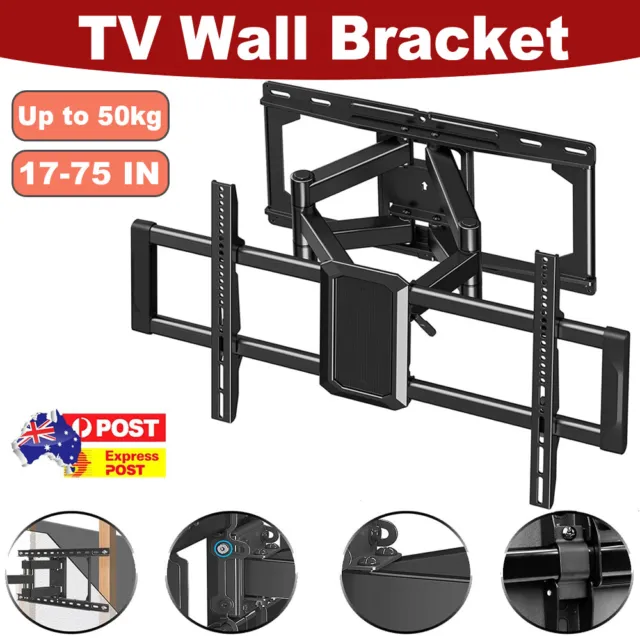 Full Motion TV Wall Mount Bracket Swivel LED LCD 26 32 40 43 50 55 60 65 70 75