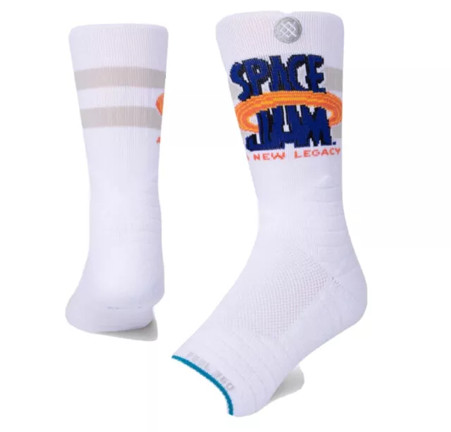 New Stance Space Jam Socks White Mens Size Large