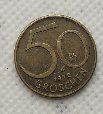 🪙1972 Austria  50 Groschen Coin AU  Aluminum Bronze  🪙 2