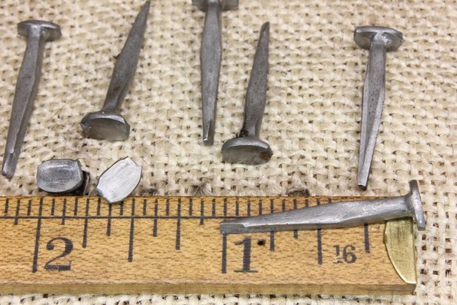 1” inch Square NAILS 100 lot antique box vintage look large round flat head BRAD 3