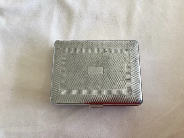 VINTAGE EMU BRAND Chrome Engine-Turned Round Tobacco Tin £13.00