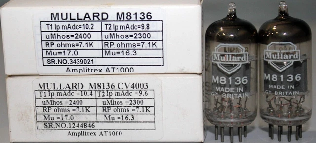 1MP M8136 CV4003 ECC82 Mullard 1960's Blur Glass Gt.Britain Amplitrex Tested