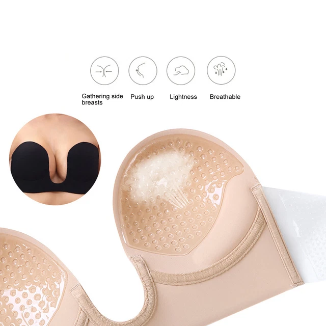 (C) Sujetador adhesivo 5 piezas Sujetador pegajoso Push Up Sin tirantes Lavable Taza en forma de U para