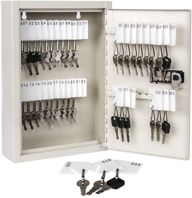 Key Storage Lock Box with Code,Locking Key Cabinet,40 Key Management Wall Mount