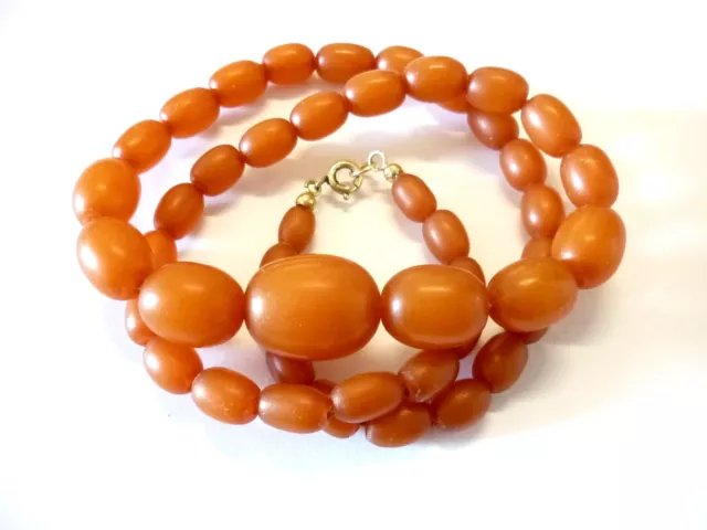 Alte BERNSTEIN-Kette butterscotch Oliven Kette real Amber necklace 32,6 g