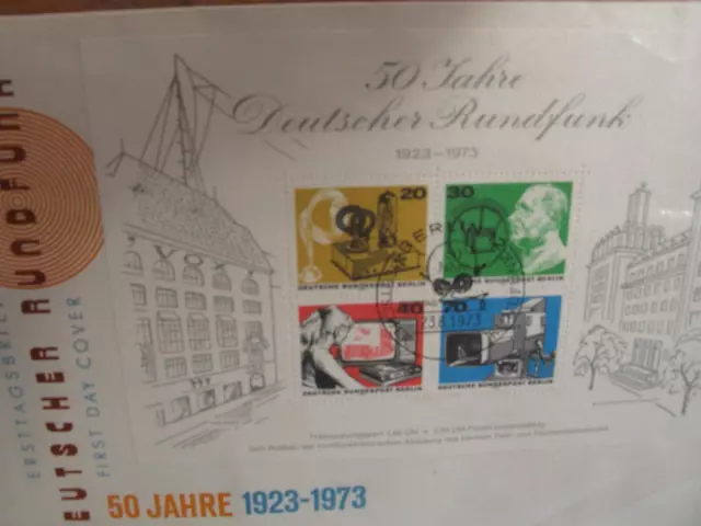 Berlin, Ersttagsbrief, FDC Umschlag 1973 50 Jahre Deutscher Rundfunk