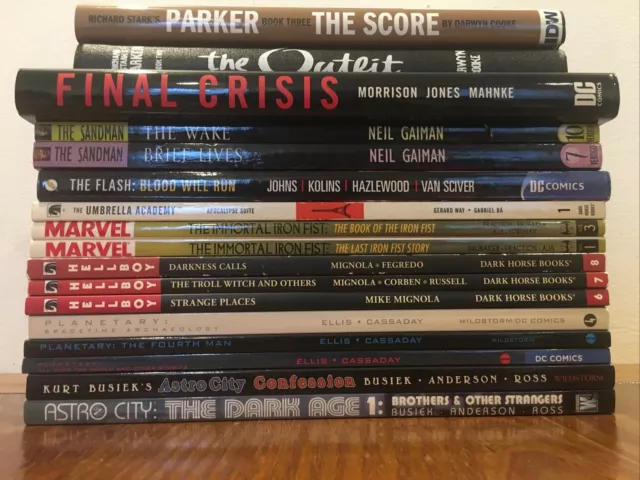 15 TPB HC/SC Comic Book Lot - Sandman Astro City Planetary Hellboy Parker DC 2