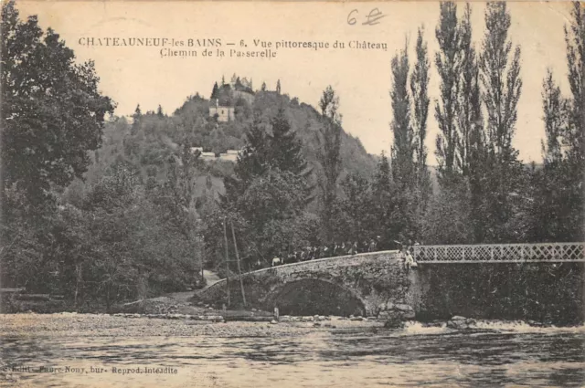 Cpa 63 Chateauneuf Les Bains Chemin De La Passerelle