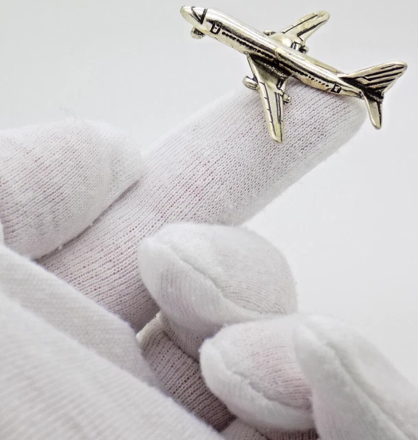Vintage Italian Handmade Genuine Silver Airplane Dollhouse Miniature Figurine