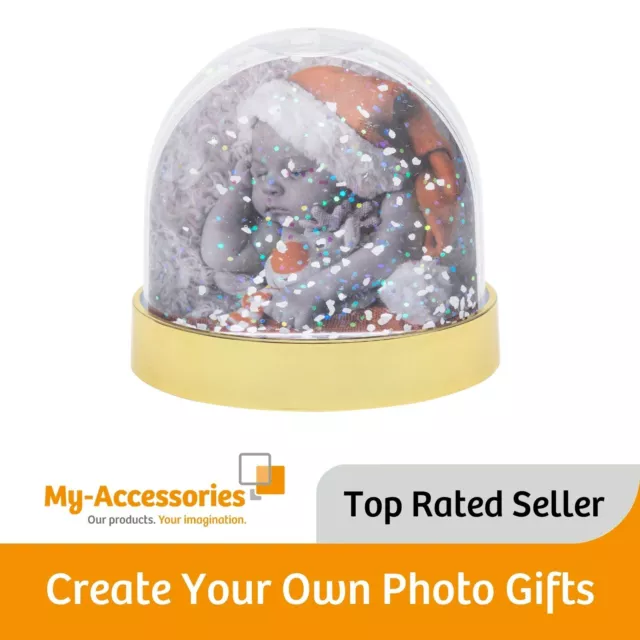 Leere SCHNEE Kuppel Glitzer Weihnachten Globe Einsatz Foto personalisiertes Geschenk - 70x62mm