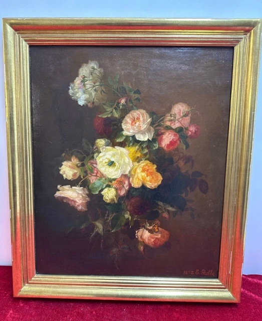 TABLEAU ANCIEN BOUQUET de Fleurs Huile sur toile Nature Morte XIXème ...