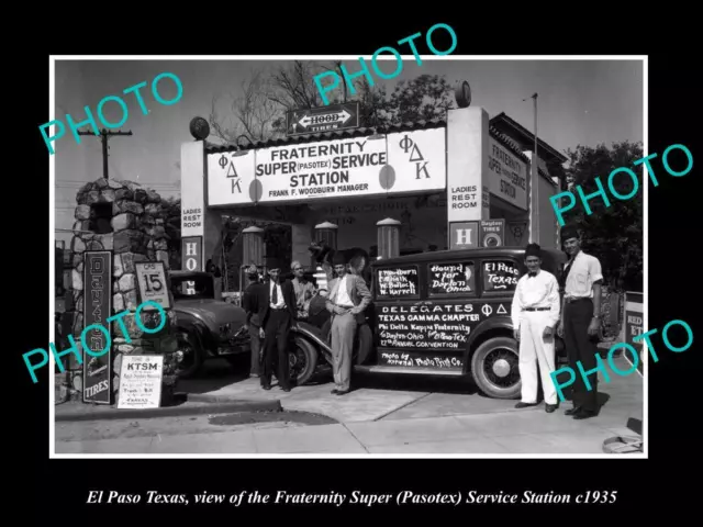 OLD 8x6 HISTORIC PHOTO OF EL PASO TEXAS THE PASTOTEX SERVICE STATION c1935