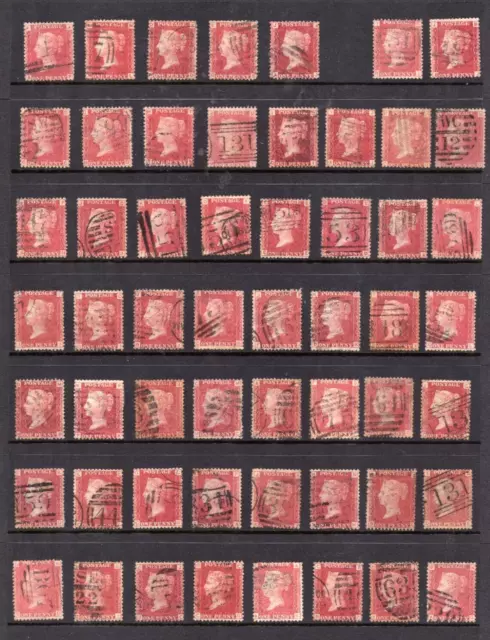 QV 1858 SG43/44 1d Penny Red Plates 71 - 225 complete used /mm  150 stamps