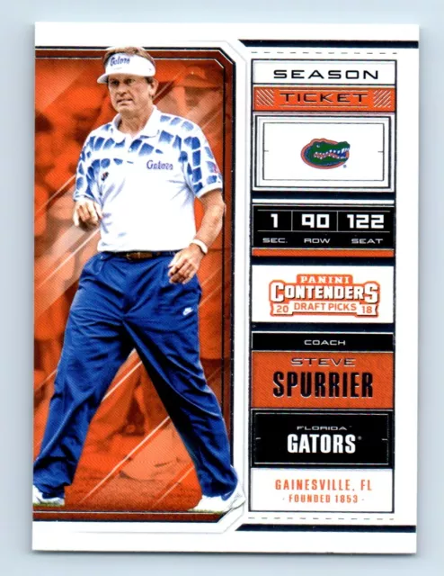 2018 Panini Contenders Draft Picks Steve Spurrier Florida Gators #89