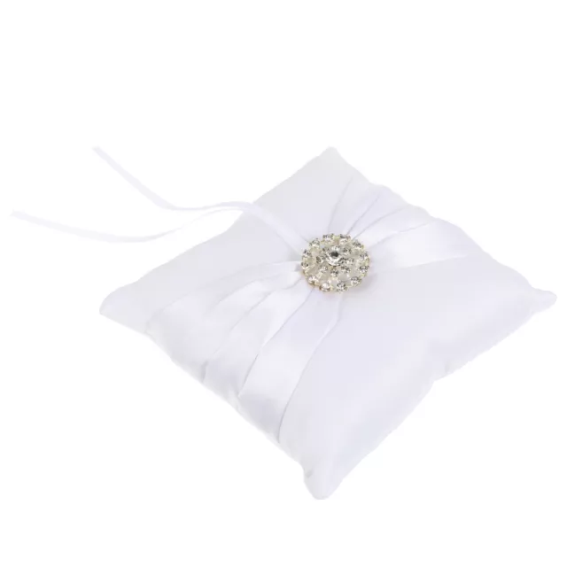 Brillante almohada portadora de anillo de diamantes de imitación para ceremonia nupcial