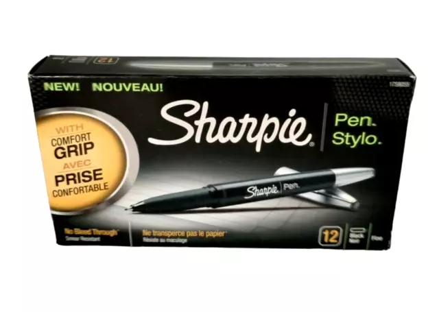 Sharpie 730419 Pen. Felt Pens Fine Point Black Ink 4 Pack (1742661)