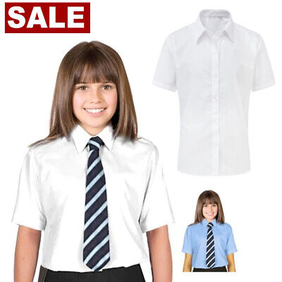 Kids Girls Ladies Shirts Short/Long Sleeve Blouse Smart School Wear Uniform Tops