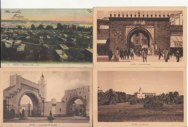 Lot of 4 Antique Old Postcards TUNISIA TUNIS 5
