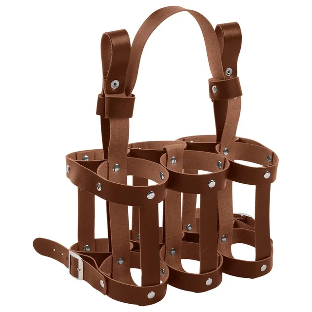 Porte-bouteille De Vélo En Cuir Microfibre – Capacité 6 Bouteilles, Fixations Solides, Sangle Incluse, Marron, Pour Guidon Ou Porte-bagages
