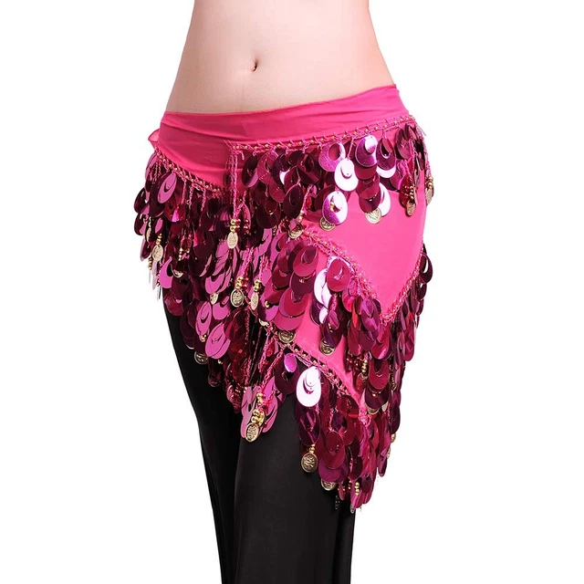 Ceinture Danse Orientale - Soie Mousseline, Pièces De Monnaie, Longueur 146 Cm, Noir - Pour Spectacle, Pratique