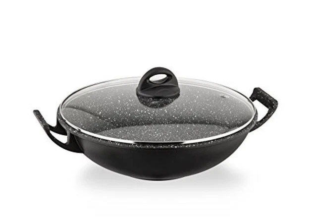 (TG. 32 cm) Barazzoni Le Cotture Speciali Wok con Coperchio in Vetro Temperato,