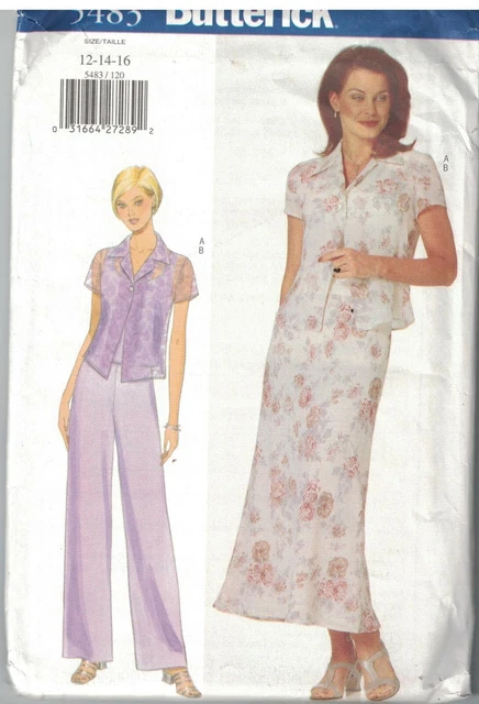 5483 UNCUT Butterick SEWING Pattern Misses Top Skirt Pants Career Evening OOP
