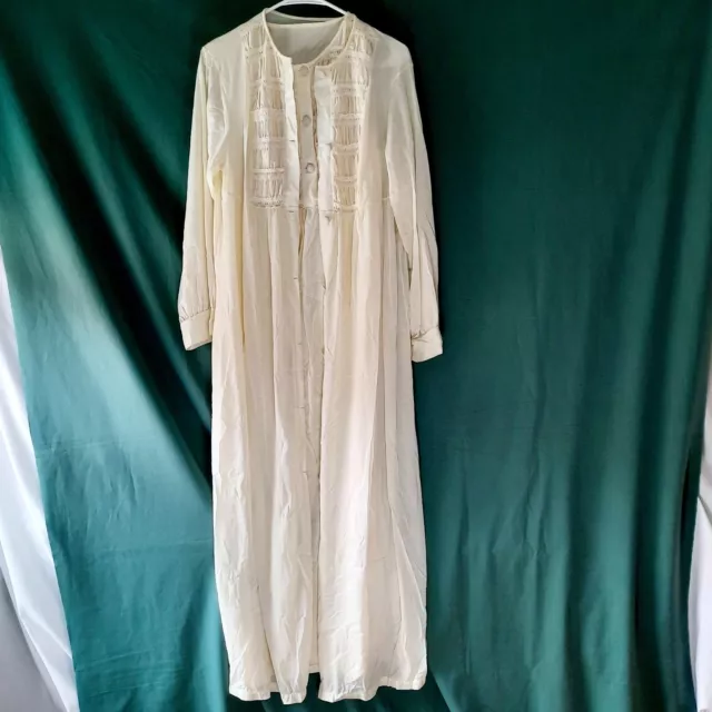 Vintage Philmaid Long Robe and Night Gown Set Large Ivory Nylon Lace Accents