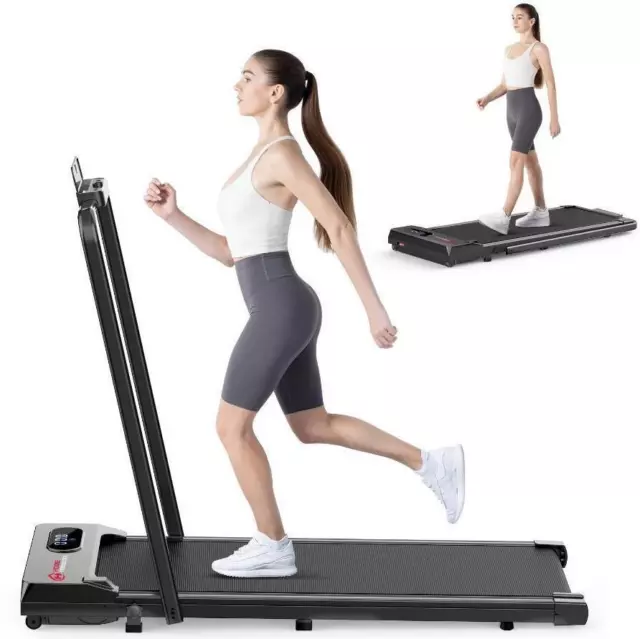 S1 2 in1 Folding Treadmill Walking Running Treadmill Home Office Remote + Holder