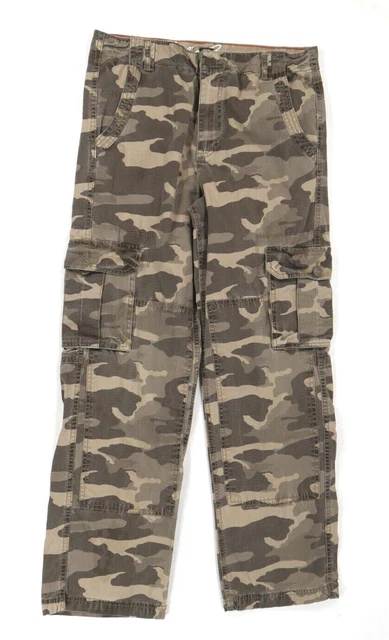 Eddie Bauer Camo Cargo Pants Brown Green Big Kids Size 18 *** Waist 32 ***