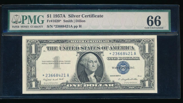 AC 1957A $1 Silver Certificate *star* PMG 66 EPQ  Fr 1620 *-A block