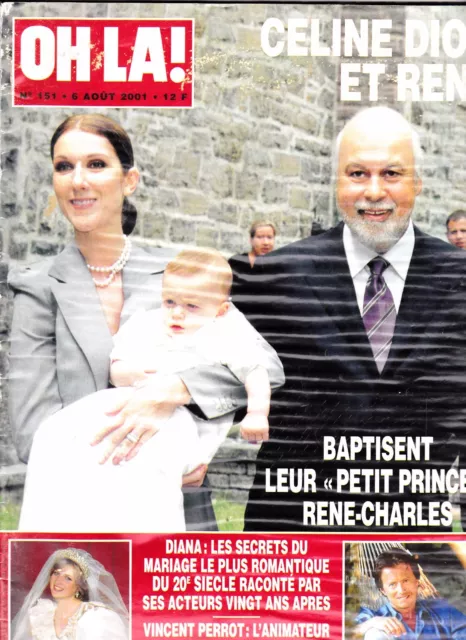 Celine Dion "Rare" Oh La Magazine 2001 With Rene Baptism Also Princess Diana